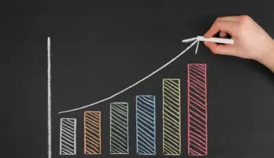 Chalk-drawn bar graph with an upward trend, symbolizing the rise in maximum Social Security contribution.