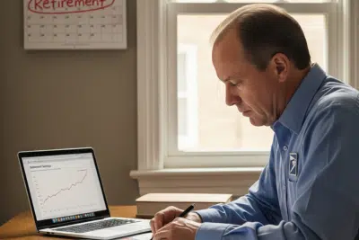 Postal worker reviewing Roth IRA income limitations at home.
