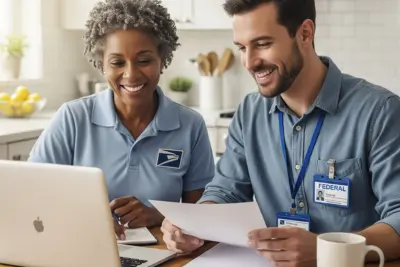 USPS worker reviewing SEP IRA rules with a federal benefits advisor.