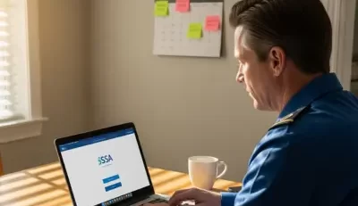 Federal employee logging into their Social Security account online.