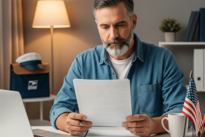 Man reviewing documents about tax on inherited IRA accounts.