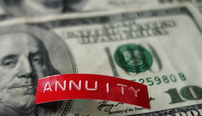 Red annuity label over money symbolizing FERS annuity supplement