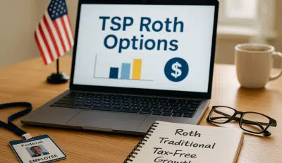 Laptop screen and notes on how to coordinate TSP Roth options for federal employees