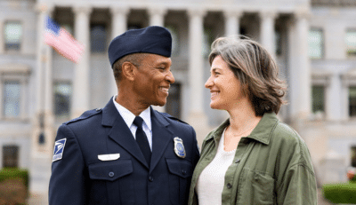Smiling couple representing FERS survivor benefits for federal families